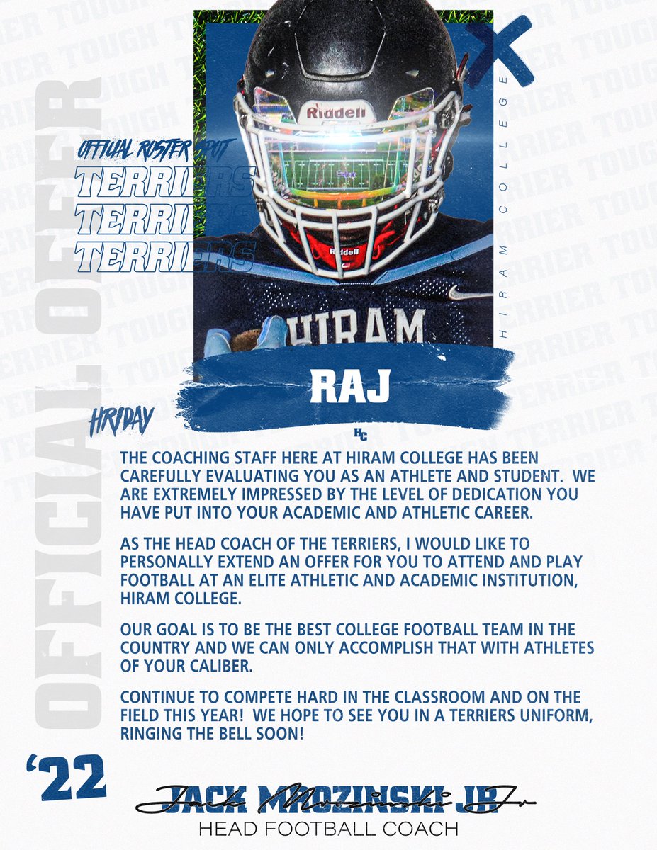 Happy to announce my sixth college offer from Hiram College
<a href="/Hiram_Football/">Hiram College Football</a> #TerrierTough
Thank you coach <a href="/Coach_Mro/">Coach Mro</a> !
<a href="/BrandonHuffman/">Brandon Huffman</a> <a href="/StripSackLunch/">Matt Solorio</a> <a href="/mercnews/">Mercury News</a> <a href="/DarrenSabedra/">Darren Sabedra</a> <a href="/247Sports/">247Sports</a> <a href="/CalHiSports/">Cal-Hi Sports</a> <a href="/westcoastpreps_/">West Coast Preps</a>
