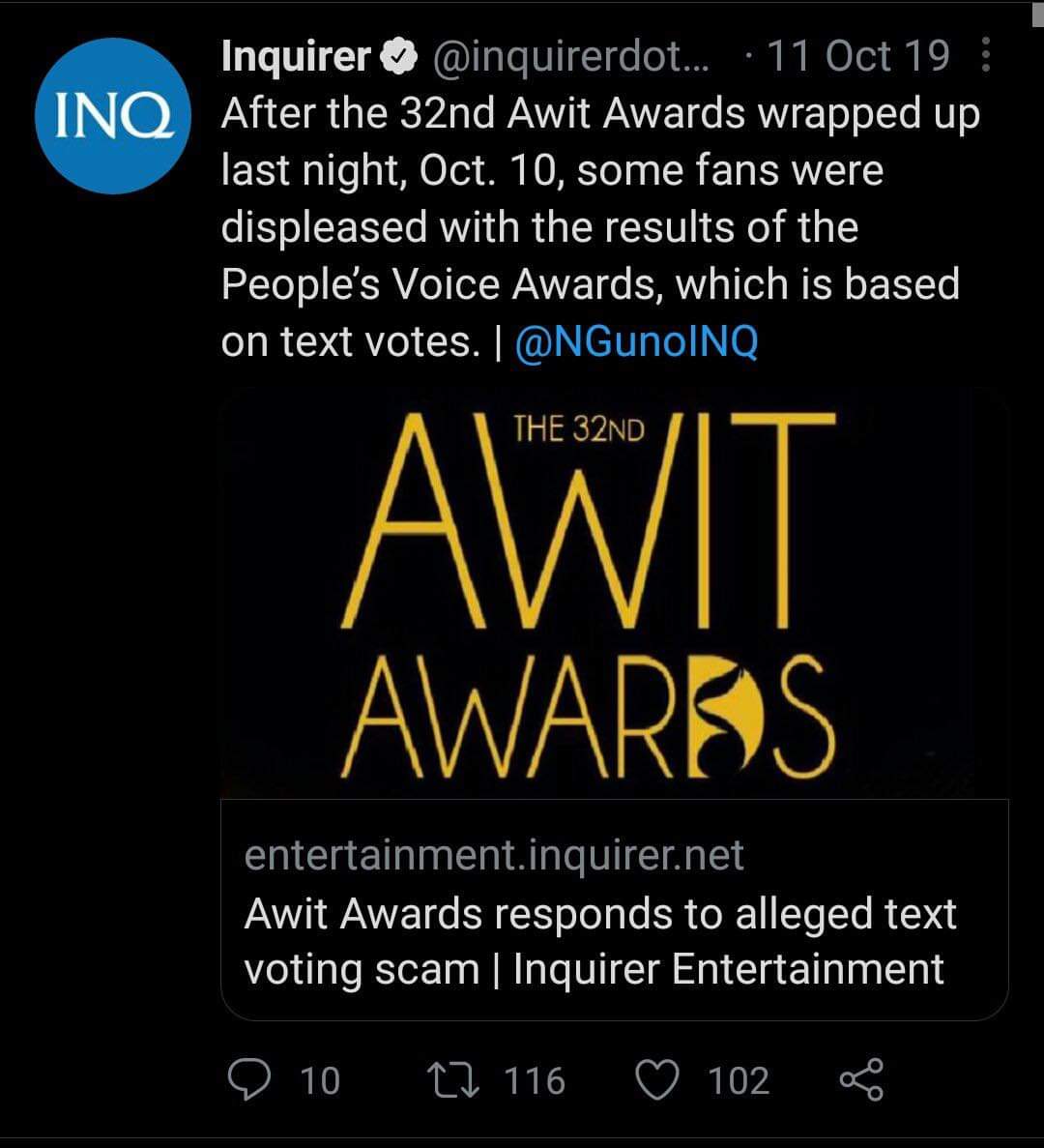 SB19Stanforevs's tweet photo. @charaleo727 Oct. 8 end voting voting, then yung nilabas nila ng oct 10, tumaas yung kalaban๐คฃ Nabawasan pa yung nasa babang mga nominees. #AwitAwardsScam click mo to, to see evidence https://t.co/e76mh9E75F