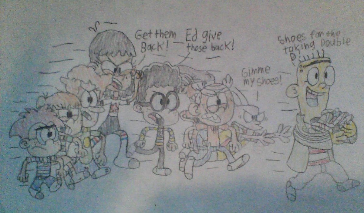 Christi71864683's tweet photo. Lincoln, Clyde, Double D, Eddy, and his Friends is trying to get Ed to get their shoes back.
#ededdneddy #theloudhouse #crossover #lincolnloud #clydemcbride #stellazhau #liamhunnicutt #rustyspoke #zachgurdle https://t.co/Ee4ejJOjjH