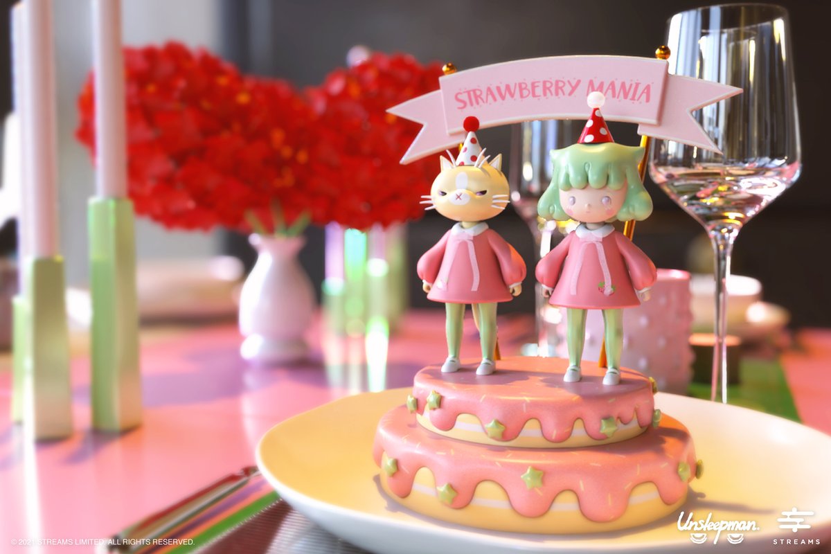 streamsart's tweet photo. MioとKuroroがストロベリークリームケーキをお届けします。誕生日のドキドキと甘い思いを思い出させてくれます〜

タイのアーティストUnsleepmanデザイン
STREAMSプロデュース
世界限定50セット
材質:樹脂、布、綿
付属品:バースデーハット、ケーキスタンド
高さ:約23cm
#streamsart #arttoys #resin https://t.co/LNkkutYDcD