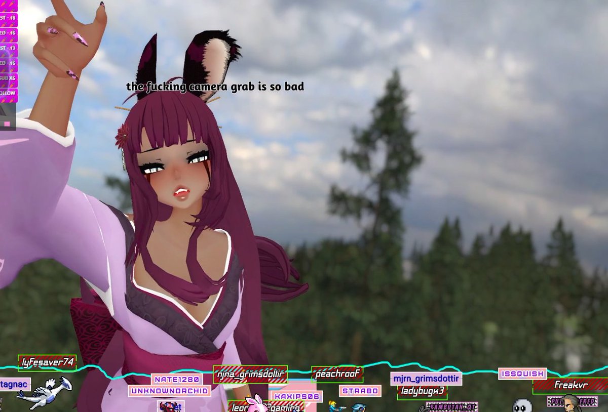 NjnaGrimsdottir's tweet photo. LOL, did a MUTE stream tonight as I wasn't feeling like talking, but the closed captioning from OBS picked up me bitching about the shit ass camera grab implementation in @VRChat currently.  LOL #FeVR #Dance #CameraProblems #VRChatCameraSUCKS hahaha https://t.co/9PZ06hHEdb