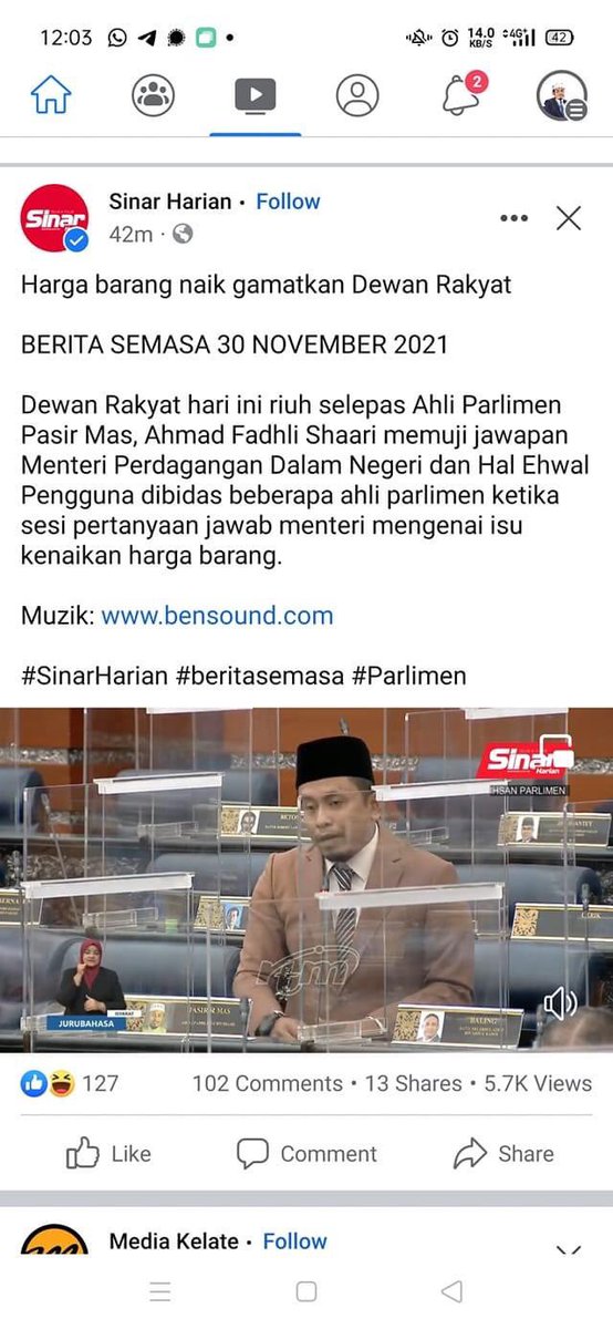 Ayat saya dalam soalan tambahan tadi sangat jelas iaitu, "Jawapan YB Menteri tadi bagus namun dari sudut realitinya tidak begitu.." 

Saya kurang pasti kenapa ia dianggap 'pujian' dan bukannya 'teguran'. Atau wartawan perlu menjalani kursus bahasa?

facebook.com/87363369882/po…