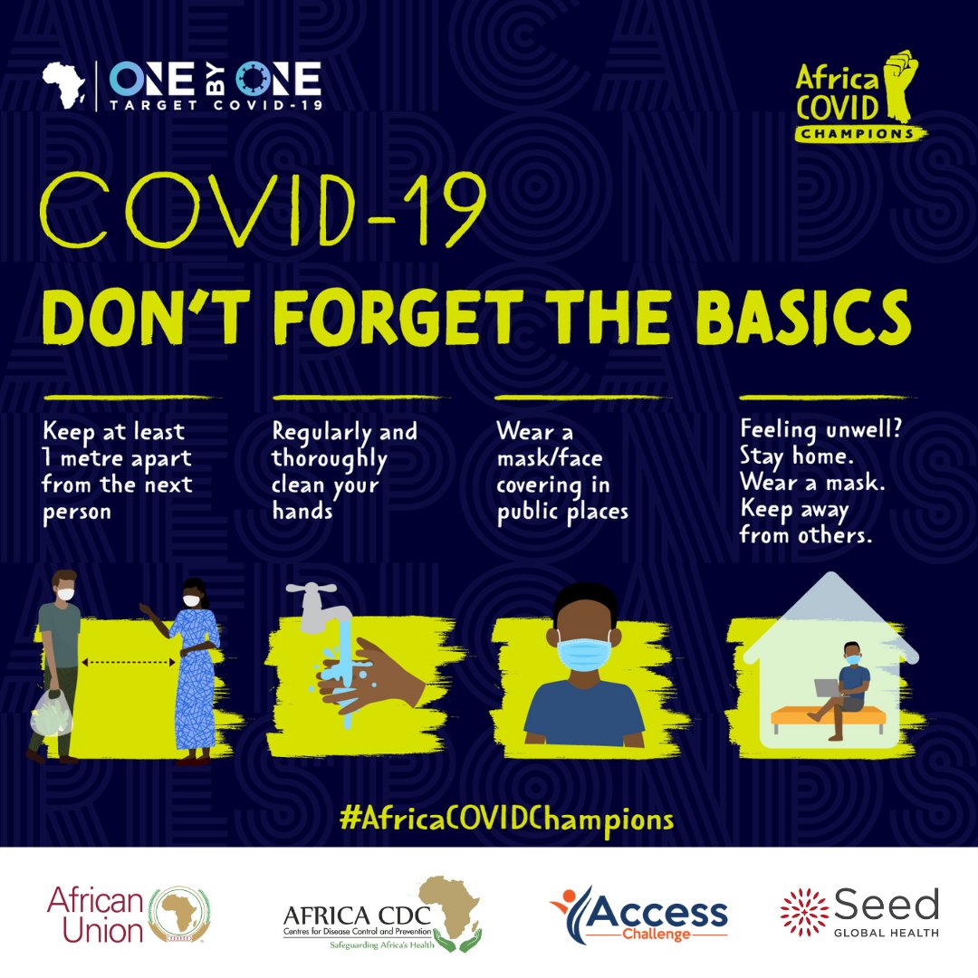 All viruses, including COVID-19, mutate as they spread over time. Keep yourself & your loved ones safe from #COVID19 & its variants. Follow the basics & be sure to #GetVaccinated as soon as you can.
#AfricaCOVIDChampions
@OnebyOne2030
@Seed_Global
@MinofHealthUG 
@AfricaCDC