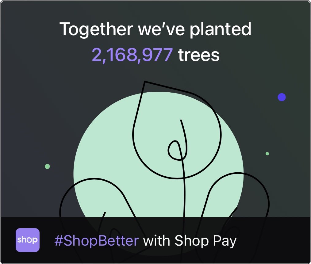 leaps4days1424's tweet photo. Don’t just shop online! Choose @Shop Pay and help our community plant trees. #ShopBetter
https://t.co/gsXJ76GWKN https://t.co/anl5txzQnv
