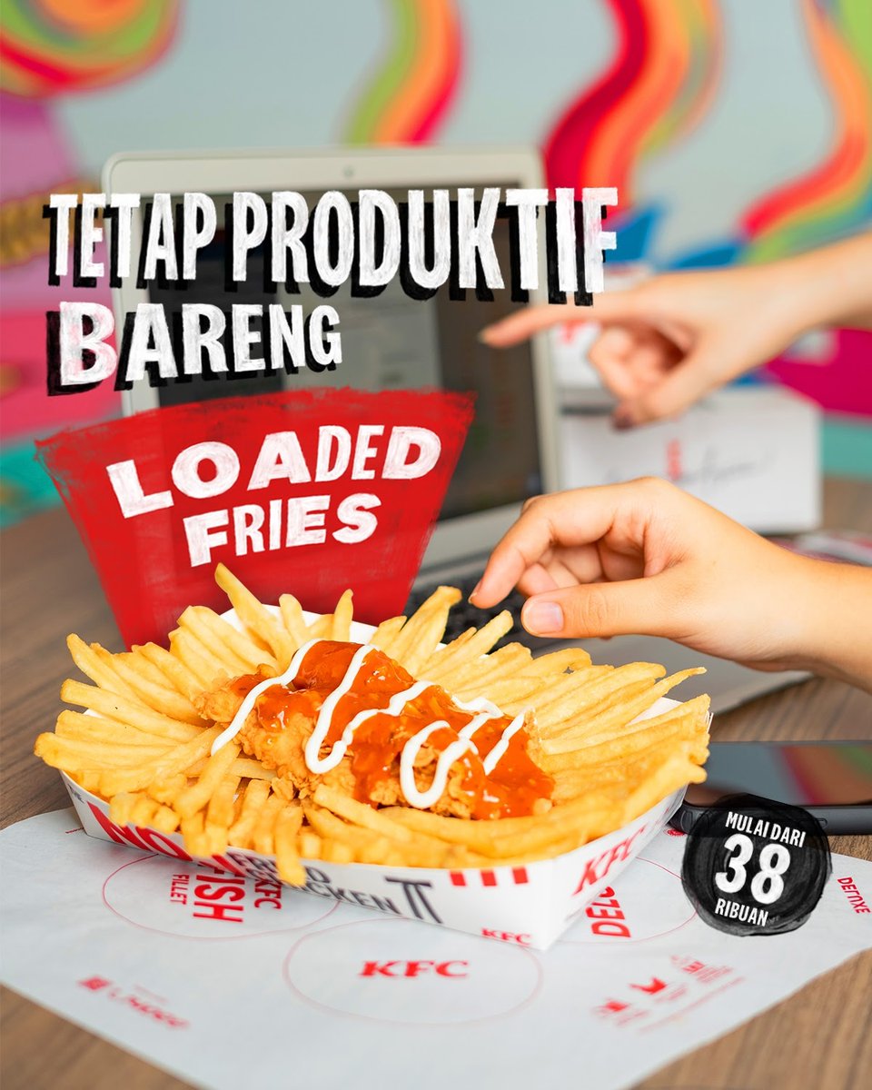 KFCINDONESIA's tweet photo. Semangat produktif mulai hilang? Ngemil LOADED FRIES dulu yuk! Mulai dari 38 ribuan, menu Loaded Fries dijamin bisa bikin kamu semangat lagi hari ini! Buruan pesen Loaded Fries lewat Drive-Thru atau Takeaway, sekarang!
#kfcindonesia #kfcloadedfries https://t.co/QUSLFKxBrQ