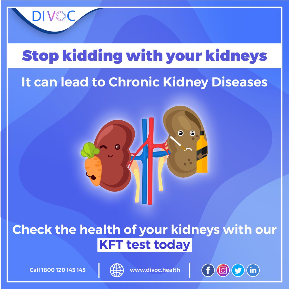 DivocHealth's tweet photo. Chronic kidney disease, kidney stones, glomerulonephritis, polycystic kidney disease, urinary tract infections, etc can result from improper kidney function.

To check the health of your Kidney, book our Kidney Function Test.

#kidney #kidneydisease #kidneycancercanada #health https://t.co/ixvX6ADAdG