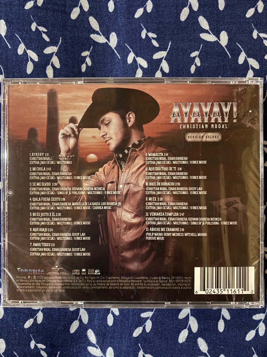 RevistasCDsYMas's tweet photo. #ChristianNodal CD #Ayayay NUEVO Y SELLADO
🇲🇽 CÓMPRALO AQUÍ 👉
https://t.co/DTX9tY2E5t
🌎 O AQUÍ 👉
https://t.co/ju7efe4qT4
#MiChula #SeMeOlvidó #OjaláFueraCierto #NoEsJustoXÉl #AquíAbajo #AmorTóxico #Mamacita #AquíSigoTrasDeTi #NaceUnBorracho #MiEx #VenganzaCumplida https://t.co/BdDmW5n2aG