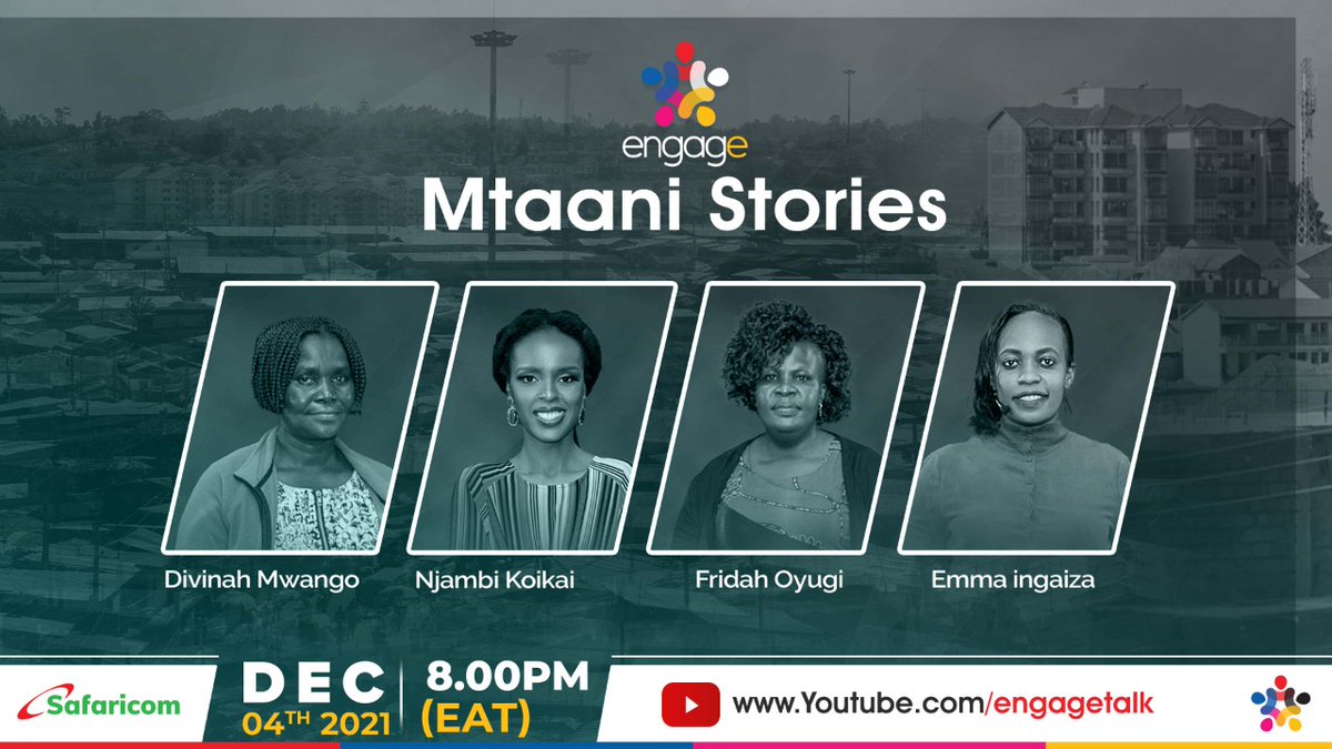 EngageKE's tweet photo. Mtaani stories are back!
We are excited to bring you more stories from Mtaani that will inform and Inspire.  Njambi Koikai hosts 3 remarkable  ladies on 4th December. 
Join us for an evening of great storytelling and good music on our YouTube channel and Facebook page. https://t.co/f2NAakroF3