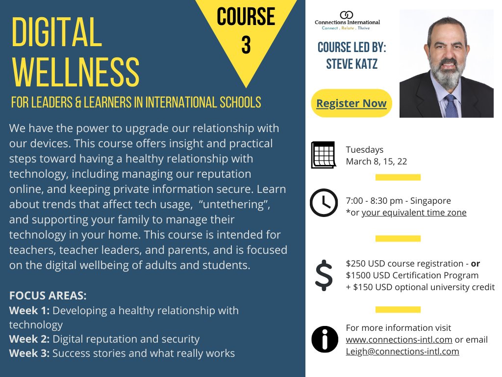 Excited to announce we've got <a href="/stevekatz/">Steve Katz</a> on our team! Lean into Digital Wellness in this 3 wk course - or any others in the Wellness Series! Sign up at: forms.gle/iPnCPX7SvoT7uL…