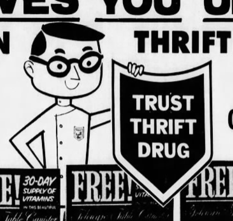 i am literally obsessed over this lil pharmacy man from a mid 60s newspaper 