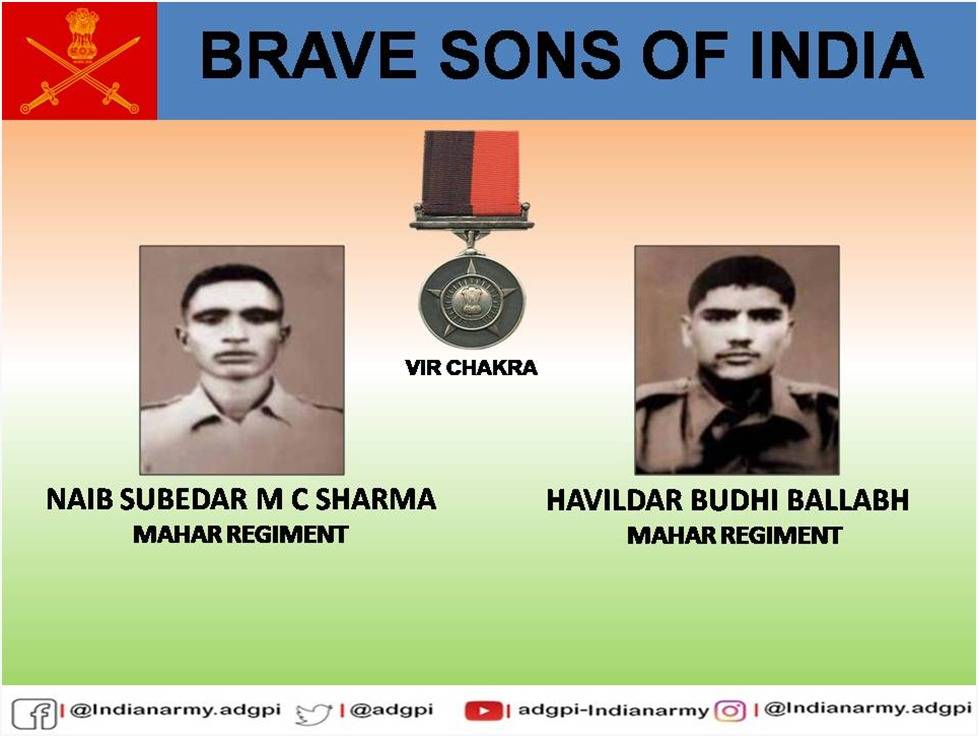 30 Nov 1971

#LiberationWar1971

Naib Subedar Mam Chand Sharma &amp; Havildar Budhi Ballabh displayed conspicuous gallantry &amp; courage in the best traditions of #IndianArmy. Posthumously awarded #VirChakra.

gallantryawards.gov.in/awardee/1780
gallantryawards.gov.in/awardee/1862