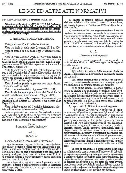 s_capaccioli's tweet photo. Dlgs 184/2021, art. 1. Definizioni. Quindi le valute virtuali NON HANNO LO STATUS GIURIDICO DI VALUTA O MONETA, conformemente alle definizioni europee? #coinlex #bitcoin https://t.co/kNs7SYoP1H