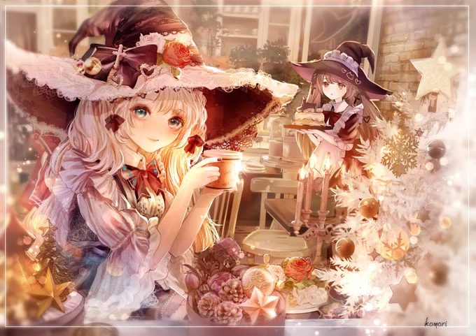 #名刺代わりの作品をあげてください
メルヘン世界の女の子を描いています。 
12月はクリスマスな魔女や妖精のイラストを
描いていきます😊
#今月描いた絵を晒そう #art 