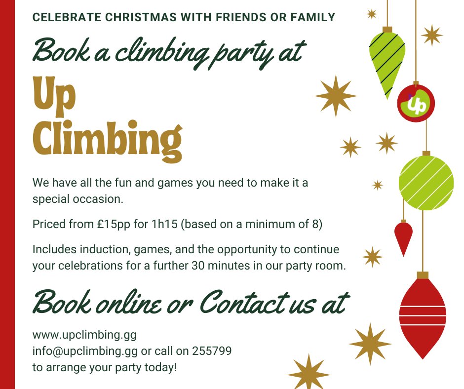Looking to have a Christmas get together with friends and family, why not book a party at Up Climbing. (Suitable for all ages.) Book online at  upclimbing.booknow.software/kiosk/s/?site=…
