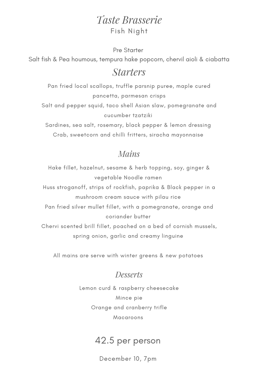 TasteChesil's tweet photo. Our sister cafe @TasteBrasserie still has a few spaces available for their fabulous fish night! 🐠
Call them on 01305 257776 to reserve your table https://t.co/kTikTONgJn