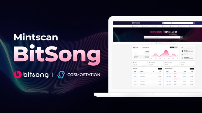 😱 We are thrilled to announce that BitSong is now explorable on <a href="/mintscanio/">Mintscan</a>, the most popular block explorer in the @Cosmos #Ecosystem, powered by <a href="/CosmostationVD/">Cosmostation</a>!

🚀 Moving closer to make the #music great on #Cosmos!

🔥Explore BitSong NOW!!👇👇
mintscan.io/bitsong