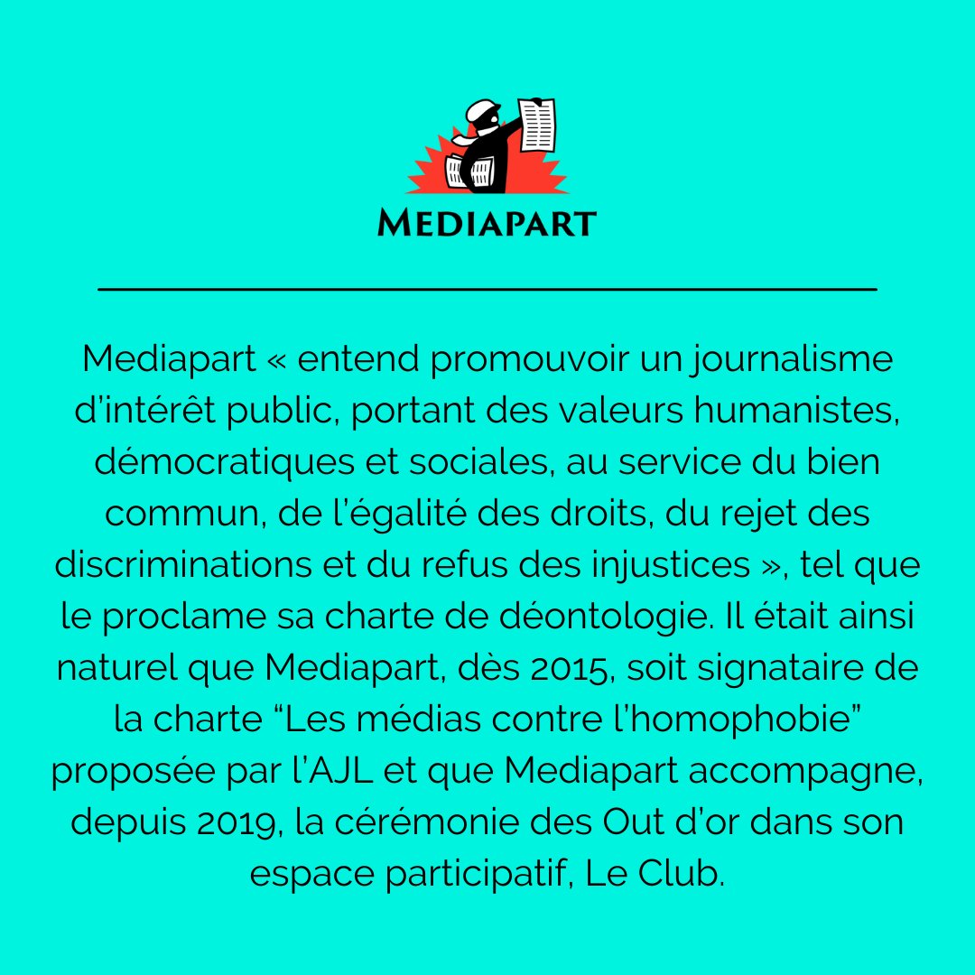 #OUTdor2021 On est très fièr·e·s de vous présenter ce message de notre partenaire, l’indispensable site d’information Mediapart. 

Merci de soutenir, cette année encore, la cérémonie des OUT d’or 🎊