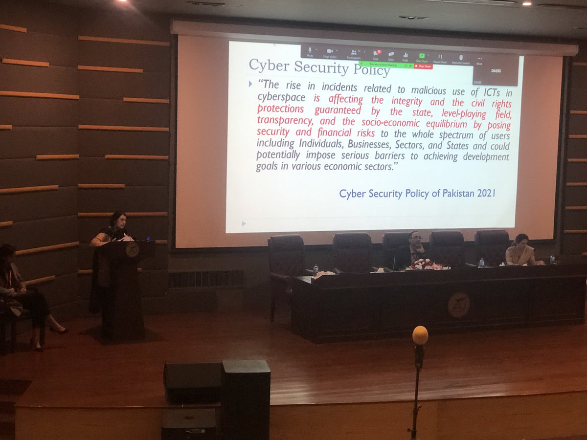 SaraNazir13's tweet photo. A very insightful presentation by Dr Mehreen on #CyberSecurity and #InformationSecurity
#IntlConference21 #DASSS #FASSS #AU
@AZonaib @DrAliSarosh @Air_University https://t.co/MBdakFpe73