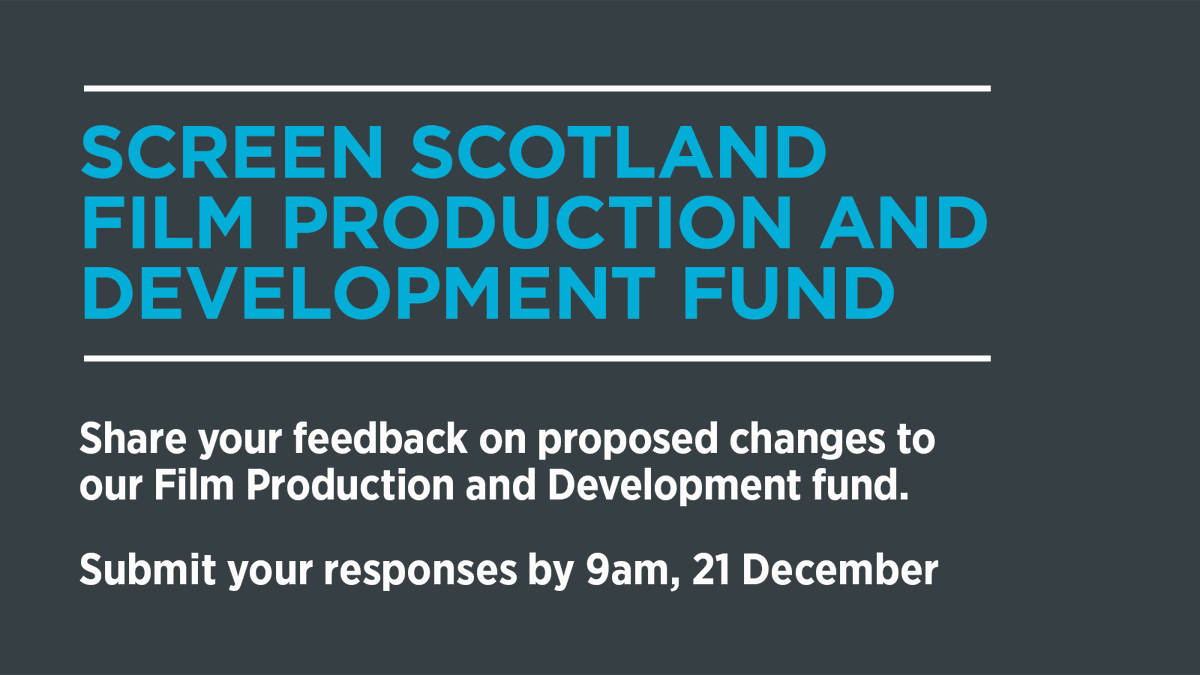 screenscots's tweet image. 🎥 We have published a Consultation on our Film Development and Production Fund to ask for your feedback on proposed changes to the fund.

The full document can be downloaded from our website 👉 screen.scot/funding-and-su…

📅 Please provide feedback by 9am, 21 December.