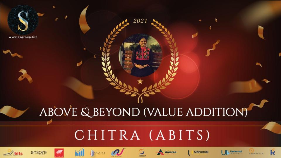 SSGroupCompany1's tweet photo. Above & Beyond (Value Addition) Award - The award was presented to Ms. Chitra who has been a great Value Addition to the organization. It’s amazing how you always help new employees get up to speed and feel appreciated.
Kudos to you!!!!
#SSGroup #SSLightsCameraGala #SSAnnualGala https://t.co/G54fbU1Y4C