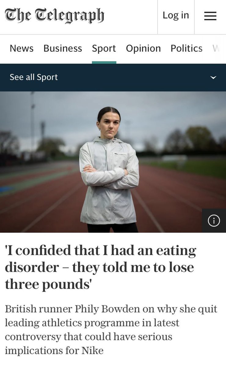 The <a href="/WomensSport/">Telegraph Women’s Sport</a> article about my experience with disordered eating at the University of Oregon is now online, link in my bio.
