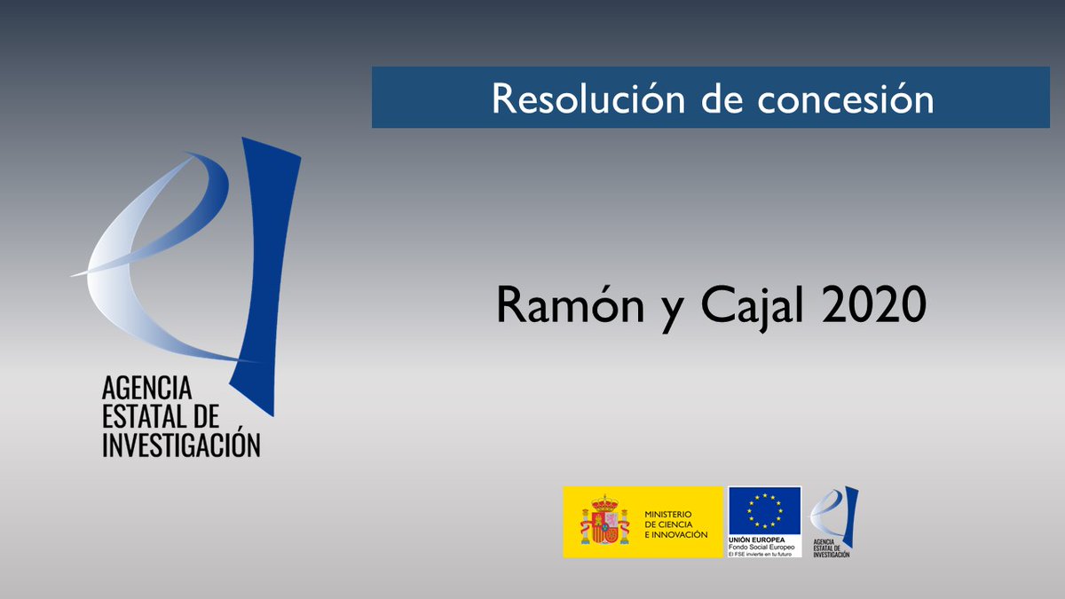 AgEInves's tweet photo. ‼️ La @AgEInves ha publicado la resolución de concesión de la convocatoria 2020 de ayudas Ramón y Cajal.
Financiamos la contratación de 221 investigadores nacionales y extranjeros con una trayectoria destacada en centros de I+D durante 5 años.
💰71,6 M€
➡️https://t.co/7dZOKCCn1u https://t.co/yenBIOcrUJ