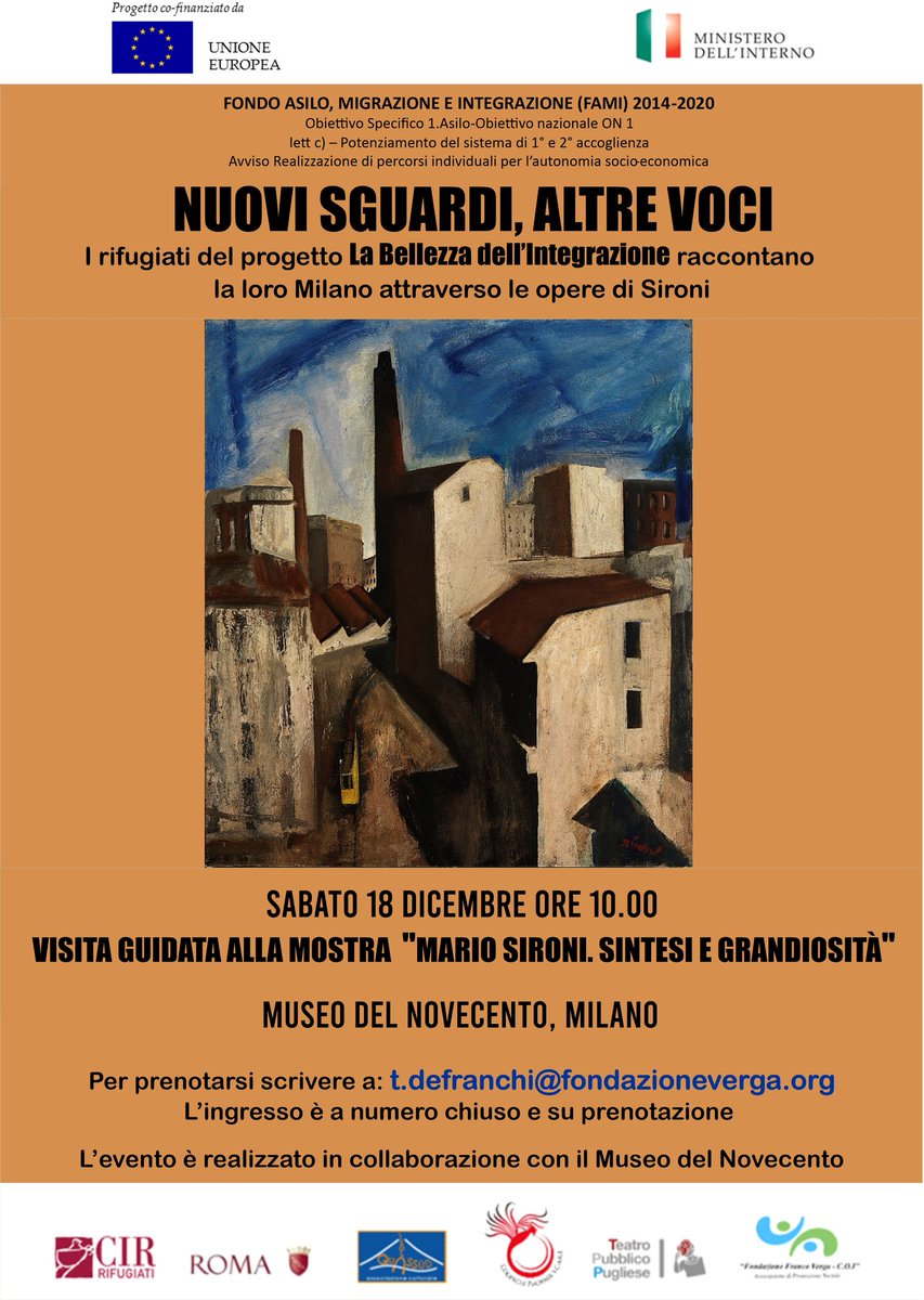 valePMussi's tweet photo. Le mie studentesse e i miei studenti del ❤️ faranno una visita guidata al Museo del 900 , in piazza Duomo a Milano, domenica 18 dicembre h10.00.
“Mario Sironi. Sintesi e grandiosità”
Per prenotarsi scrivere a: t.defranchi@fondazioneverga.org
#museo #arte #mariosironi #italianoL2 https://t.co/nO6YhHWipw