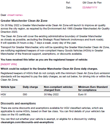 Owners of non-compliant HGVs/buses/coaches across #GreaterManchester will start receiving these warning letters very soon from the authorities - better late than never! #LGV owners get theirs in January.