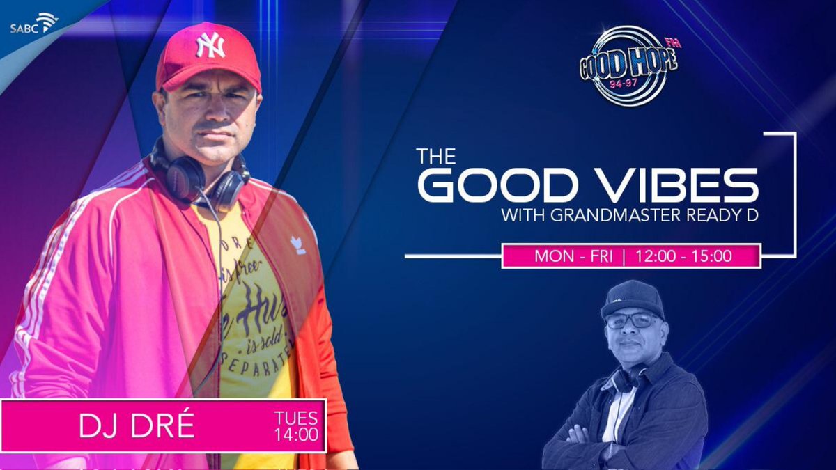 DjDre_SA's tweet photo. Catch me after the 2pm news today on the 1's & 2's on @GoodHopeFM
I will be mixing and mashing up a little bit of this and a little bit of that lekker Vibes with @DJReadyD on @The_Good_Vibez #jumpoffmix https://t.co/msvSaRFAB3