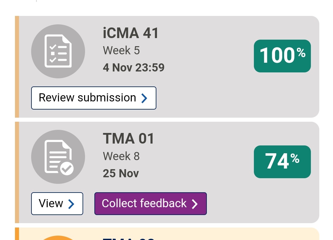 SamDean68079475's tweet photo. Never thought i would have the courage to start uni. 
 Ive done it though, with a good start. Feel proud of myself for getting a 74 on my first assignment :-) @OU_Sport e117 https://t.co/Dr4CrE60TA