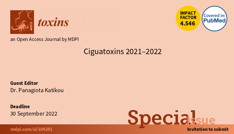 Special issue on ciguatoxins has been reopened to receive the latest research in the field. Check the website: mdpi.com/journal/toxins…. You may also view the first part of the special issue, with 18 pubished articles at: mdpi.com/journal/toxins… (<a href="/JetLi72980571/">Jet Li</a> <a href="/Toxins_MDPI/">Toxins MDPI</a>)