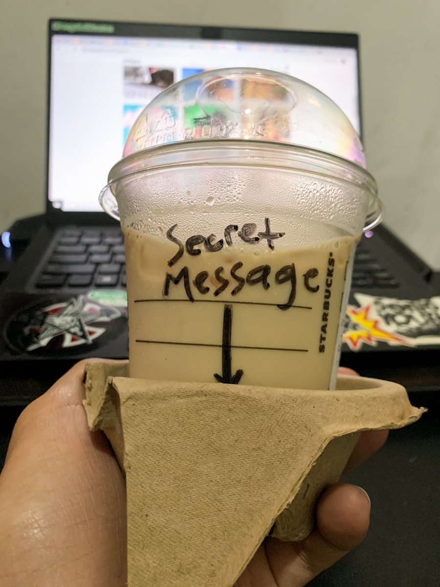 GrabID's tweet photo. Barusan aku #ngeGrabFood Starbucks, tiba-tiba dikasih secret message gini. Penasaran ga sih? KBL KBL KBL, kepo banget lohhh~ https://t.co/nIY8j7IOjb
