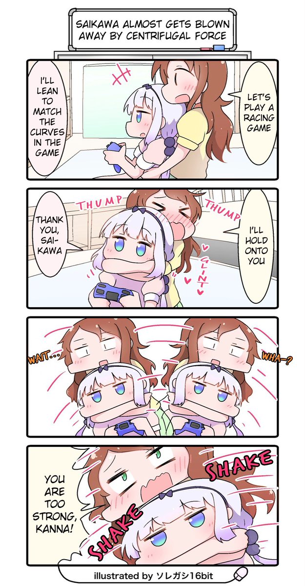 『The maid dragon of Kobayashi-san』4 frames manga🐉
I drew this month😊
The translator is hdk5🐉san ( @hdk5V )
thank you☺️

 #今月描いた絵を晒そう 