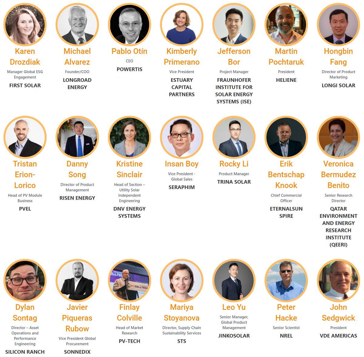 SolarPowerPort's tweet photo. We're delighted to welcome 2 new speakers from @firstsolar and @LongroadTweet to #PVModuleTech which starts tomorrow.
Join us (virtually): https://t.co/G08g5K360d
as these speakers give presentations detailing the latest trends in PV & site optimisation for utility-scale solar. https://t.co/7Qn5r2l8cv