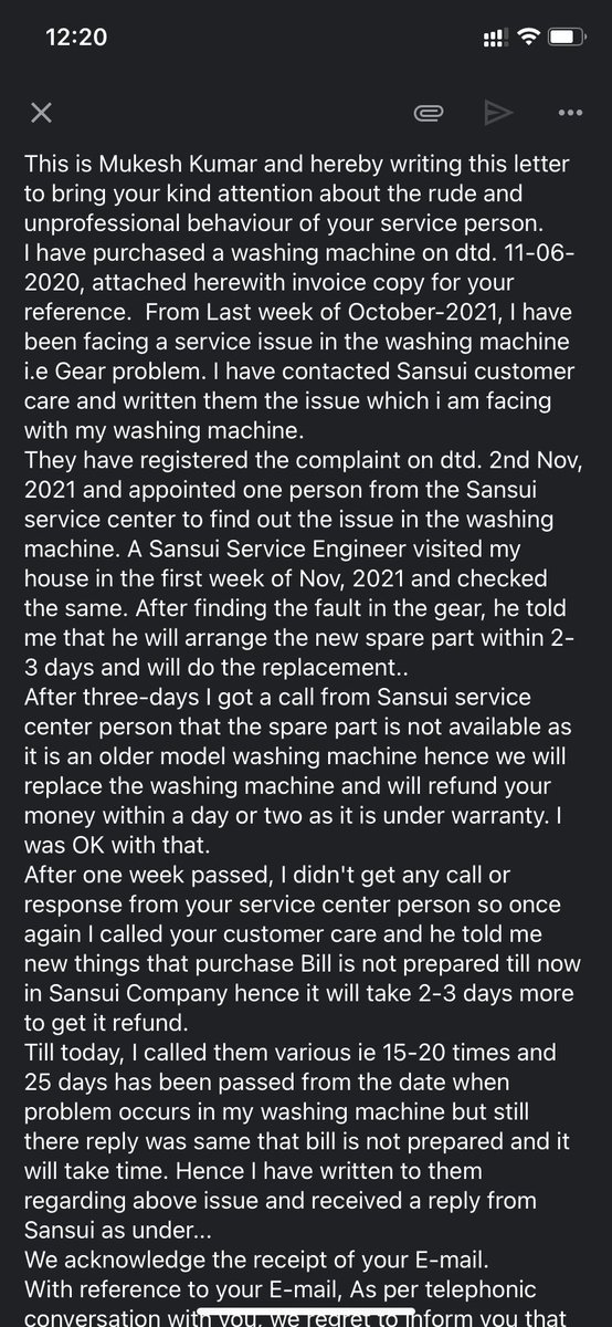 PrimePr22938812's tweet photo. @rajneeeshkumar @_Kalyan_K @CMOfficeUP @myogiadityanath @Flipkart @PMOIndia @navneetsehgal3 @UP_ODOP @UPGovt Dear Sir,

I have Purchased Sansui washing machine on dt11-16-2020.From last week of Oct 2021 I have been facing a service issue ie gear problem in washing machine.I have been contacted to ur customer care from last one month but nt received any proper reply.Please look into this https://t.co/Ct6SWo386w