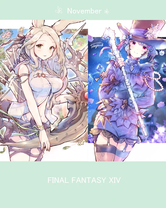 #今月描いた絵を晒そう 
#FF14イラスト #FF14art 

今月は、趣味絵を多めに描けて楽しかったです^ ^🌸 