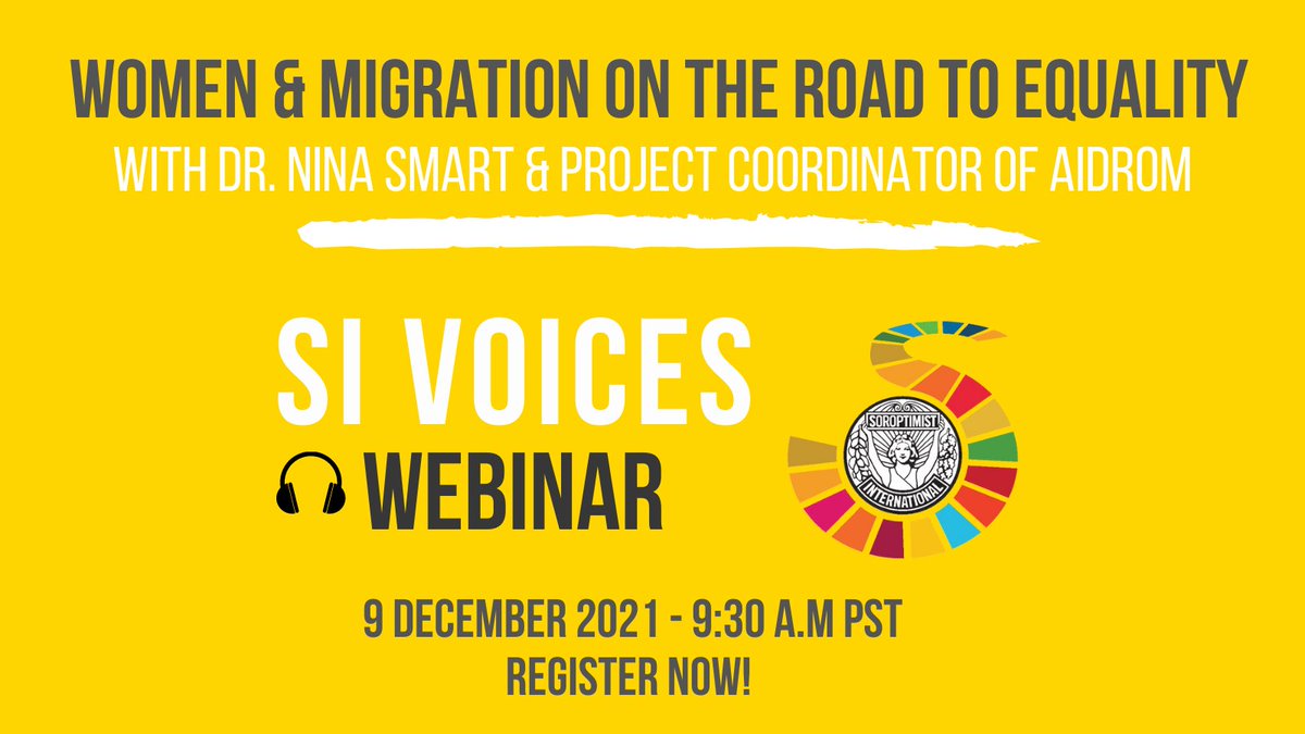 SoroptiTweet's tweet photo. Join us for the final #SIVoices Webinar of 2021 on 9 Dec!

Our speakers will discuss the topic of #migration, sharing first-hand experiences, and we'll learn how the SI #RoadtoEquality Appeal supports refugee women and their families.

Register now 👉 https://t.co/d4MyGRHTe2 https://t.co/eSSJ9M1QnJ