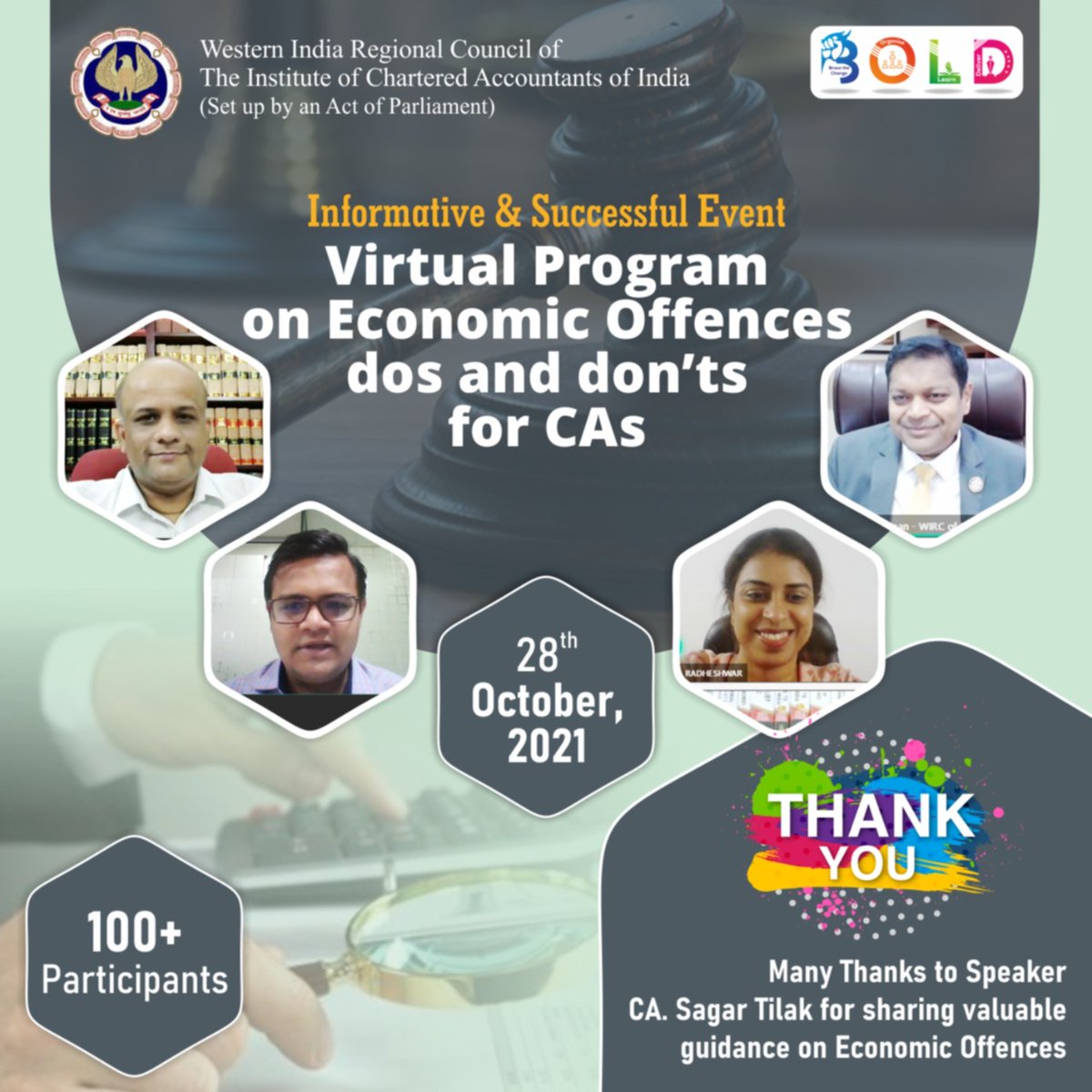 wirc_icai's tweet photo. Watch the webinar on Program on Economic Offences dos and donts for CA: https://t.co/bPuldfQN6h
#tuesdaymotivations #learning #posteventscenes #virtualseminar #webinarsuccess #economicfraud #lawenforcement #wirc #wircwebinar #wircevents #wircmembers https://t.co/gaMXSR5jZ5