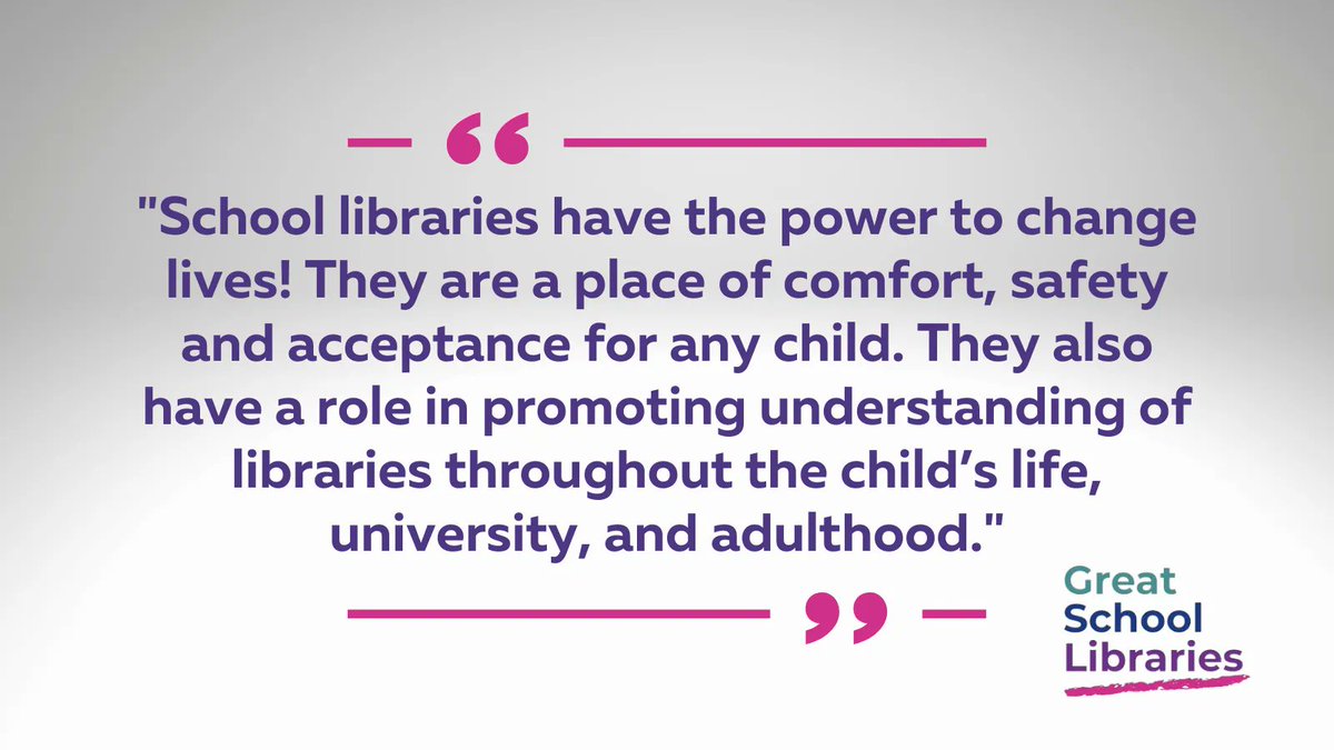 GreatSchLibs's tweet photo. "School libraries have the power to change lives!" 🌟

Loving these #TuesdayThoughts from one of our supporters on the life-changing power of school libraries! Not only are they a place of comfort, safety and acceptance, but they prepare children for later life too. 💪 https://t.co/YZ9pKYS19G