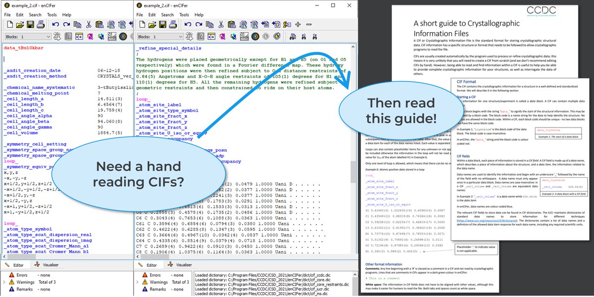 ccdc_cambridge's tweet photo. Understanding the content of a CIF really helps with editing, visualising, or analysing it. Read our short guide to Crystallographic Information Files (CIFs), a quick summary of the must-know points to get started with CIFs: https://t.co/sRnYUI0hbo #CSDTopTipTuesday #chemtwitter https://t.co/FgSMBHxfb3