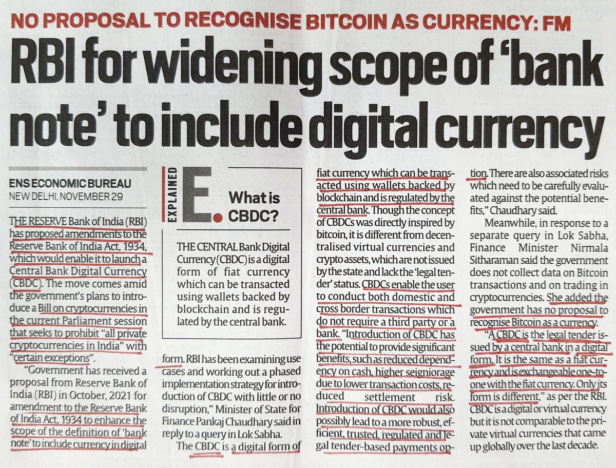 imRavikantYadav's tweet photo. #goodmorning
Todays #Newspaper
#capf to address structural issues-#Fraticide #Suicide
#RBI to launch Central Bank #DigitalCurrency
Gettin PVt sector onboard- #Space #startup hub
Electricity-Discoms-#privatisation
@UpscExpress @UPSC_Content
Source-@IndianExpress
@the_hindu https://t.co/oKkvrl9EGu