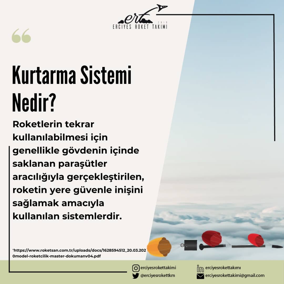 erciyesrokettkm's tweet photo. Ayırma Sistemi ve Kurtarma Sistemi Nedir? 🚀
#roketsan #teknofest #milliteknolojihamlesi #roket #modelroket #erciyesüniversitesi #sondaroketi https://t.co/fae3waR48H
