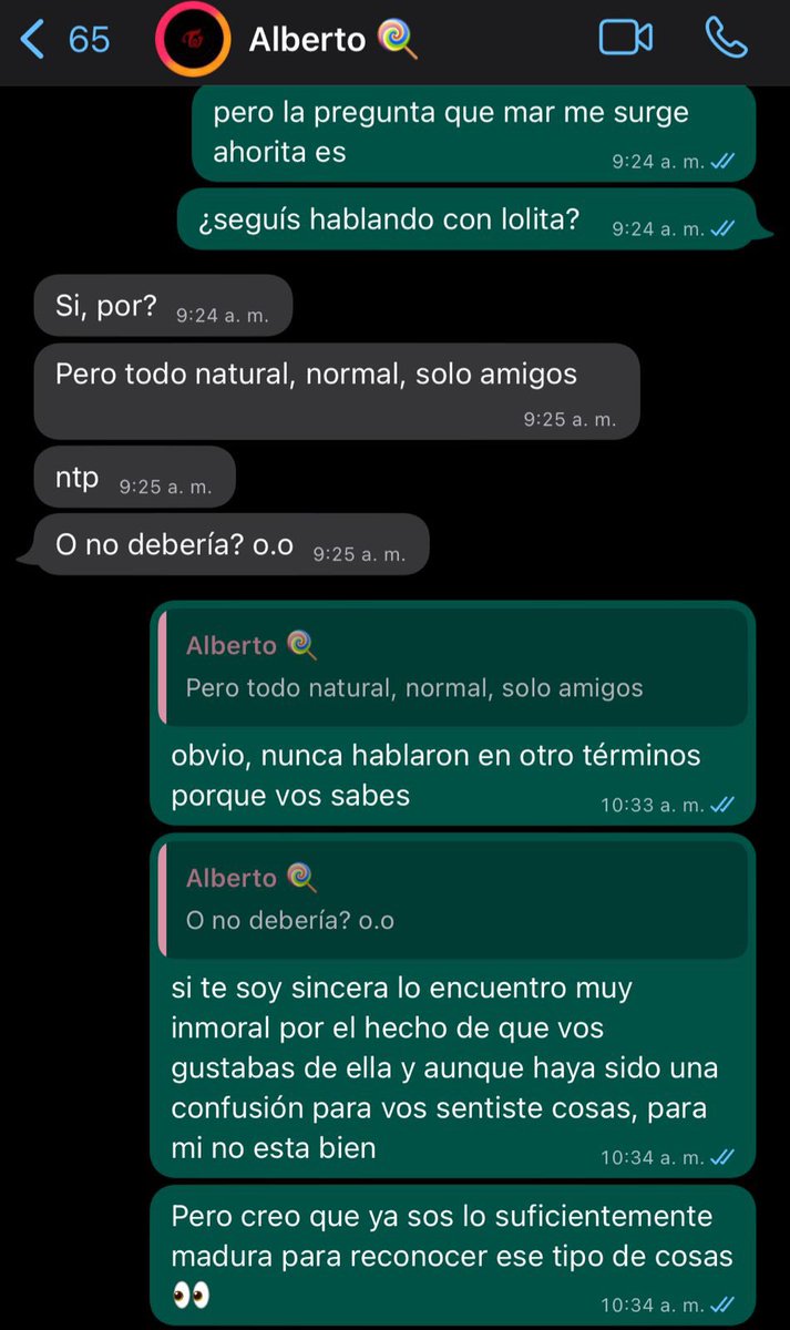 c4so4lberto's tweet photo. iremos agregando esto aunque ya se sabe el contexto, antes de la llamada yo le pedí que dejara de hablarle a lolita claramente me provocaba asco que él siguiera hablándole como si nada y yo me sentía mal por no poder decirle a lolita aún sin pruebas, es por esto que esperé https://t.co/oeN9ExLsyH
