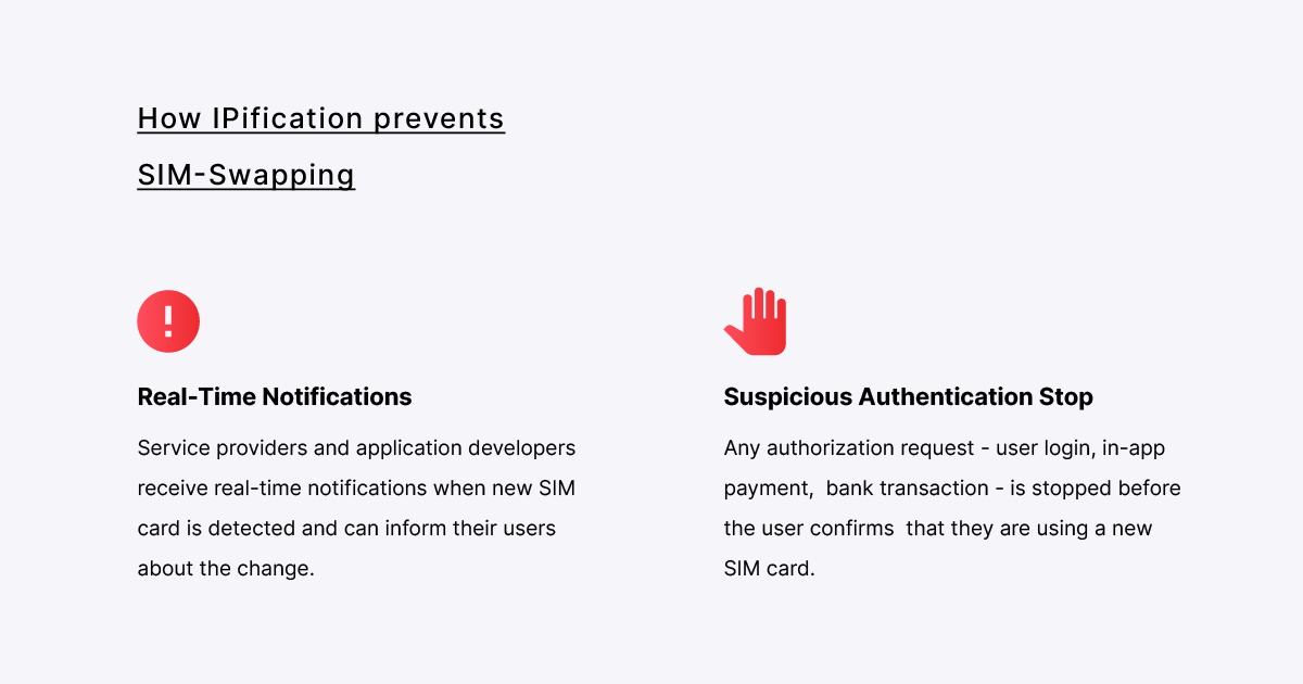 IPification's tweet photo. Because #SMS2FA is still one of the most widely used methods of mobile #authentication, #SIMswapping has grown to become one of the biggest #cyberattack tactics globally. 

Thankfully, #IPification has a recipe against it. Here’s how our #SIMswap detection tool works 👇 https://t.co/KKUSJjWqwh