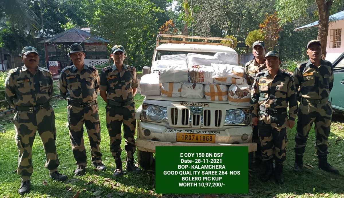 BSF_Tripura's tweet photo. #BSF #Tripura Frontier while maintaining the sanctity of #International #Borders is also conducting special #Operations against the trans-border criminals & seized #contrabands worth ₹. 16,60,065/-
#FirstLineOfDefence
#GuardiansOfBorder https://t.co/03hkDBnWv4