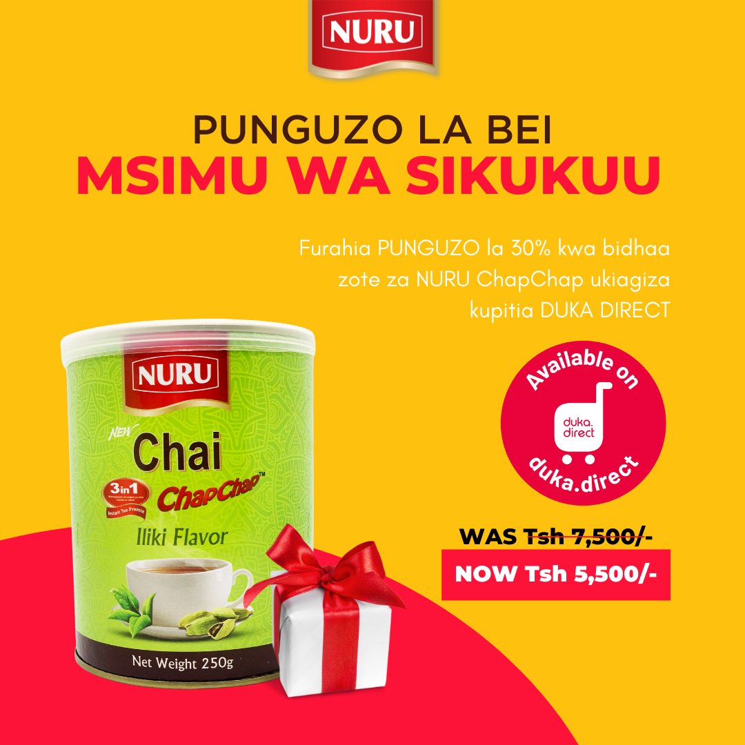 nuruchapchap's tweet photo. Wagiftishe uwapendao msimu huu wa Sikukuu kwa zawadi ya NURU ChapChap kwa punguzo kubwa la bei ukinunua kupitia @dukadirect

#HolidaySeason #Gift #DukaDirect #NURUChapChap #Coffee #GiftSeason #Instantcoffee #Coffeelovers #TeaLovers #MondayCoffee #Tanzania #MsimuwaSikukuu https://t.co/JFPtEVd5BR