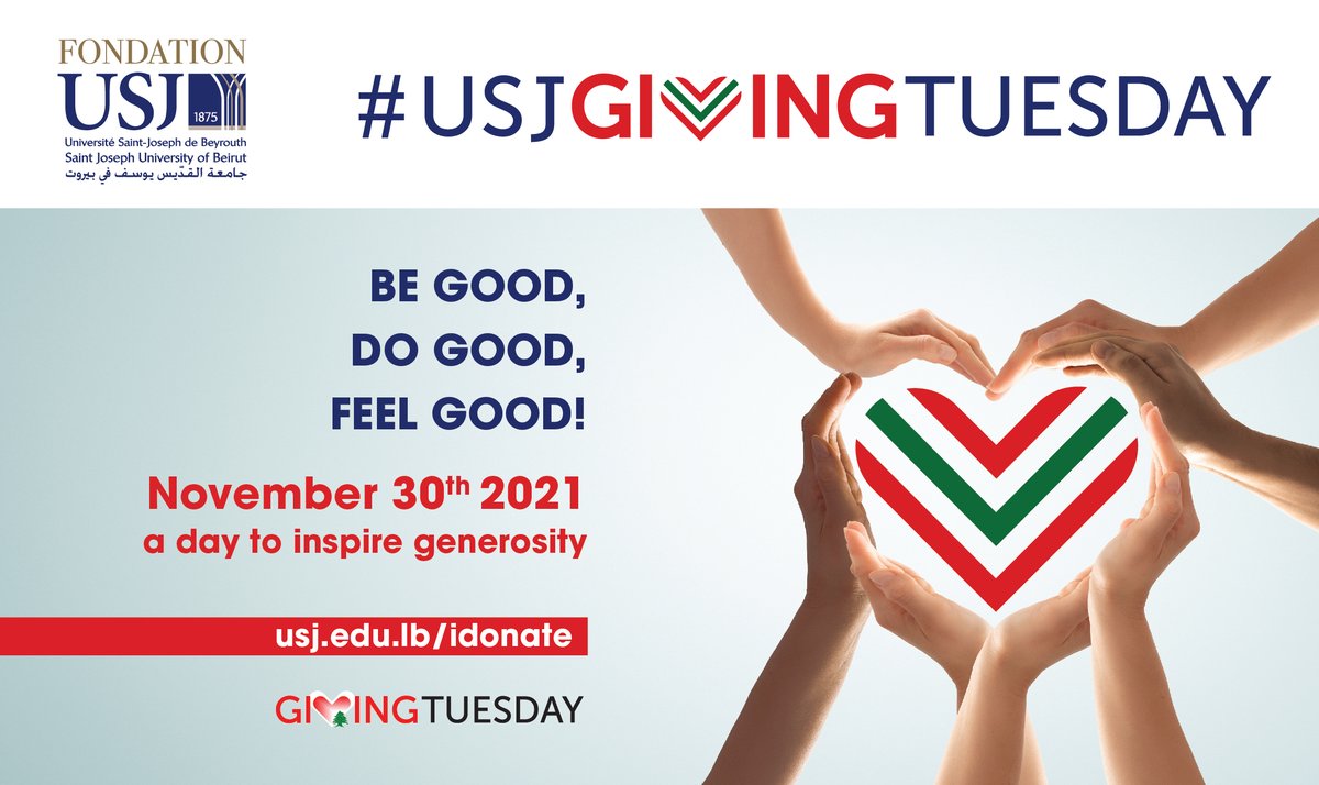 It’s Today ! #USJGivingTuesday 
Donate now and let’s support 10 USJ students 
👉 usj.edu.lb/idonate

#GivingTuesdayLebanon #GivingTuesdayBeirut #GivingTuesday2021
#FondationUSJ #USJBeirut #USJLiban #USJSolidaire 
#Solidarity #Gratitude #mygivingstorylebanon 
@GivingTuesdayLB