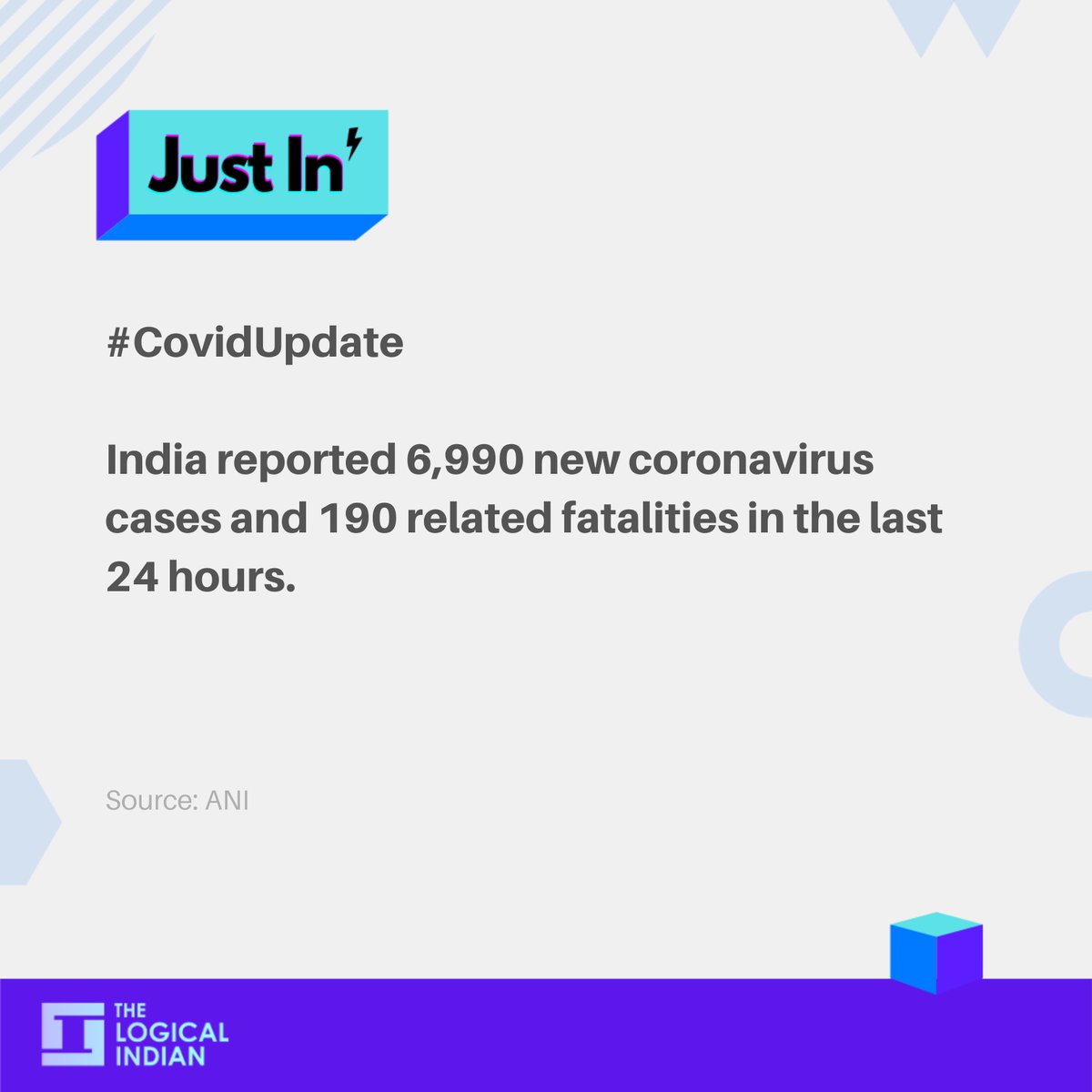 LogicalIndians's tweet photo. #CovidUpdate: India reported 6,990 new coronavirus cases and 190 related fatalities on Monday, pushing the overall case tally to 3,45,87,822 and the death count to 4,68,980, according to the Health Ministry data.

#Omicron #CovidNumbers #DailyCount https://t.co/hMmZIfp7vD