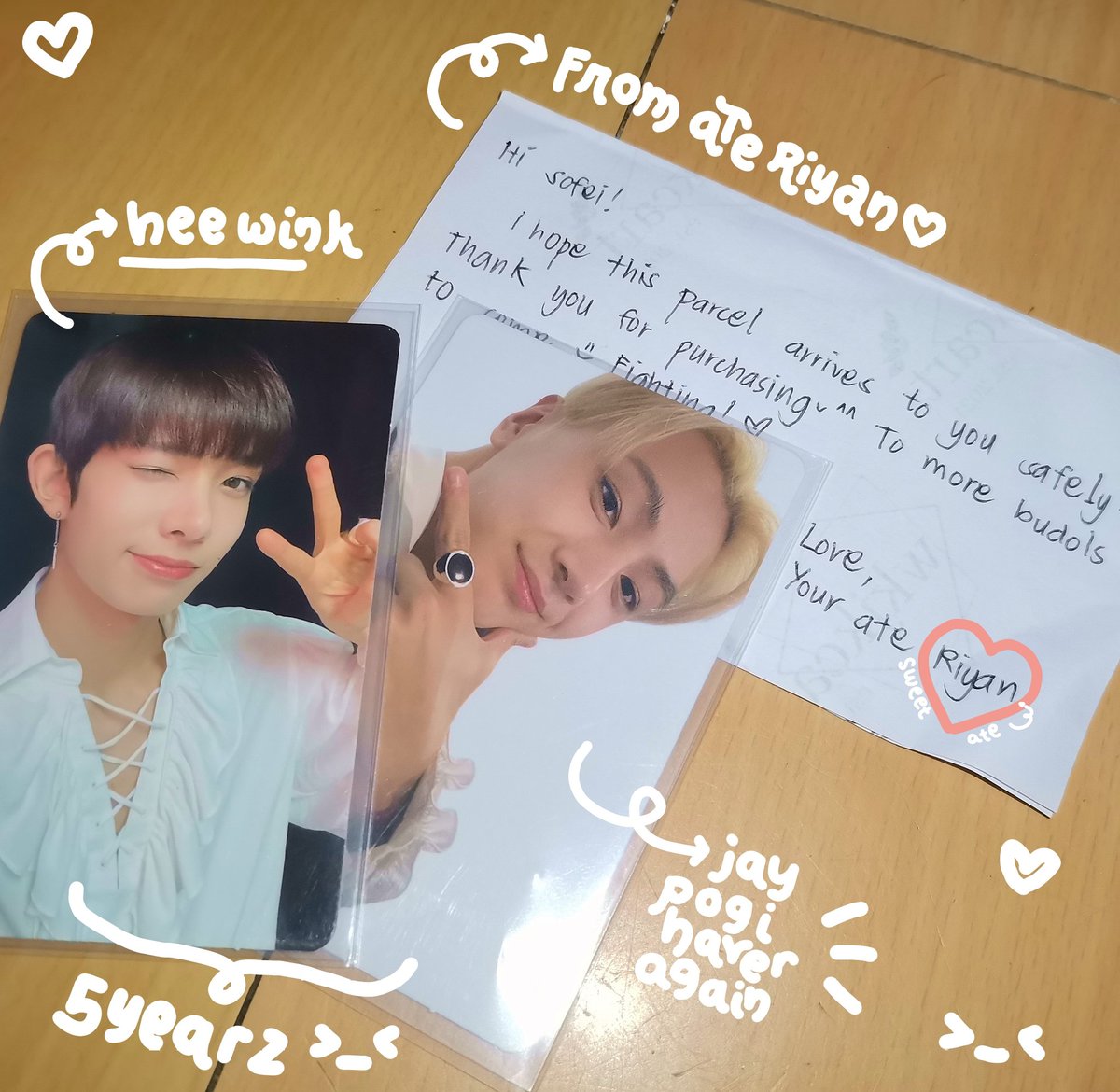 sofeibasket's tweet photo. ๐ #mailfromsof ๐งธ
to: @wkjkcart ๐ #wwjkcart_sells
henloo ate riyan thank you so much for letting me adopt heejay ๐ฅบ i'm very very happy to the max kasi napauwi ko prios ko <3__<3 also they are totally secured !! thank you ate riyaaan, papabudol ule ako again soon >__< https://t.co/6pGjeJYbmA