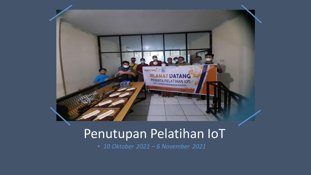 KonekthingID's tweet photo. Alhamdulillah pada tanggal 7 Nov 21 kami sudah selesai melaksanakan pelatihan iot dosen pnj dengan lancar dan penuh semangat.
Terima kasih kepada semua bapak/ibu dosen pnj yg ikut berpartisipasi serta panitia yg terlibat. Semoga ilmu yg kita bagikan menjadikan manfaat buat semua https://t.co/aIsc3aRVh4